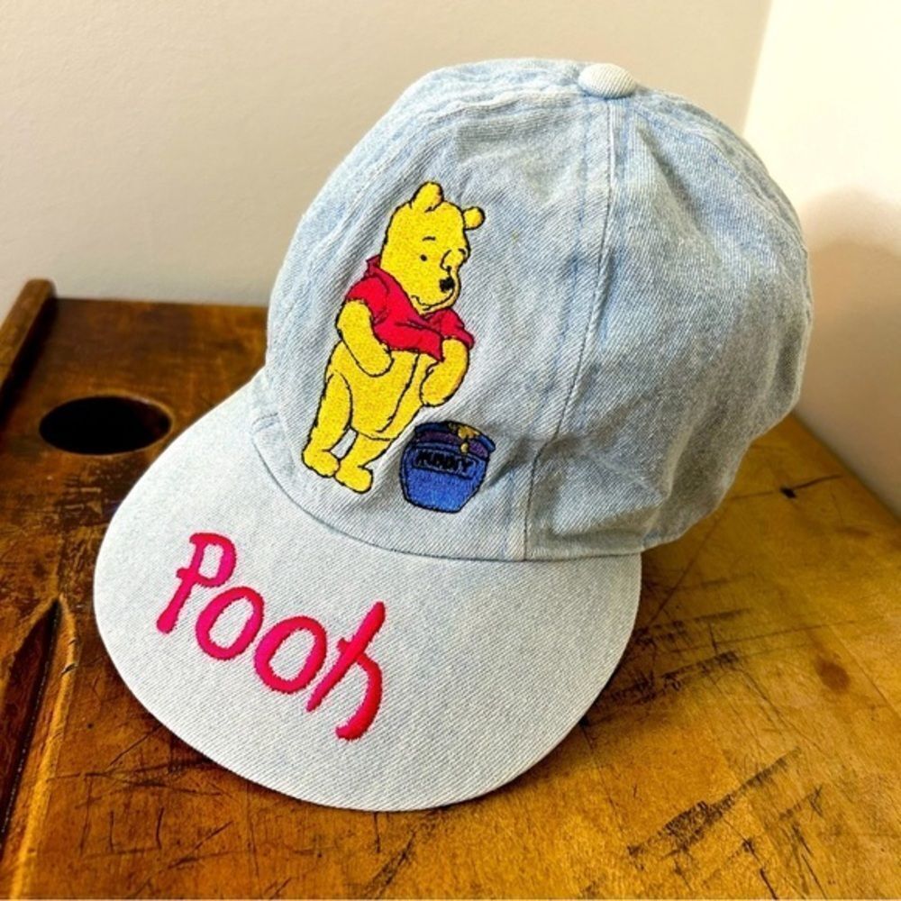 Disney Pooh Bear Rare Vintage Hat 100% Cotton looks like Acid Washed Denim Youth